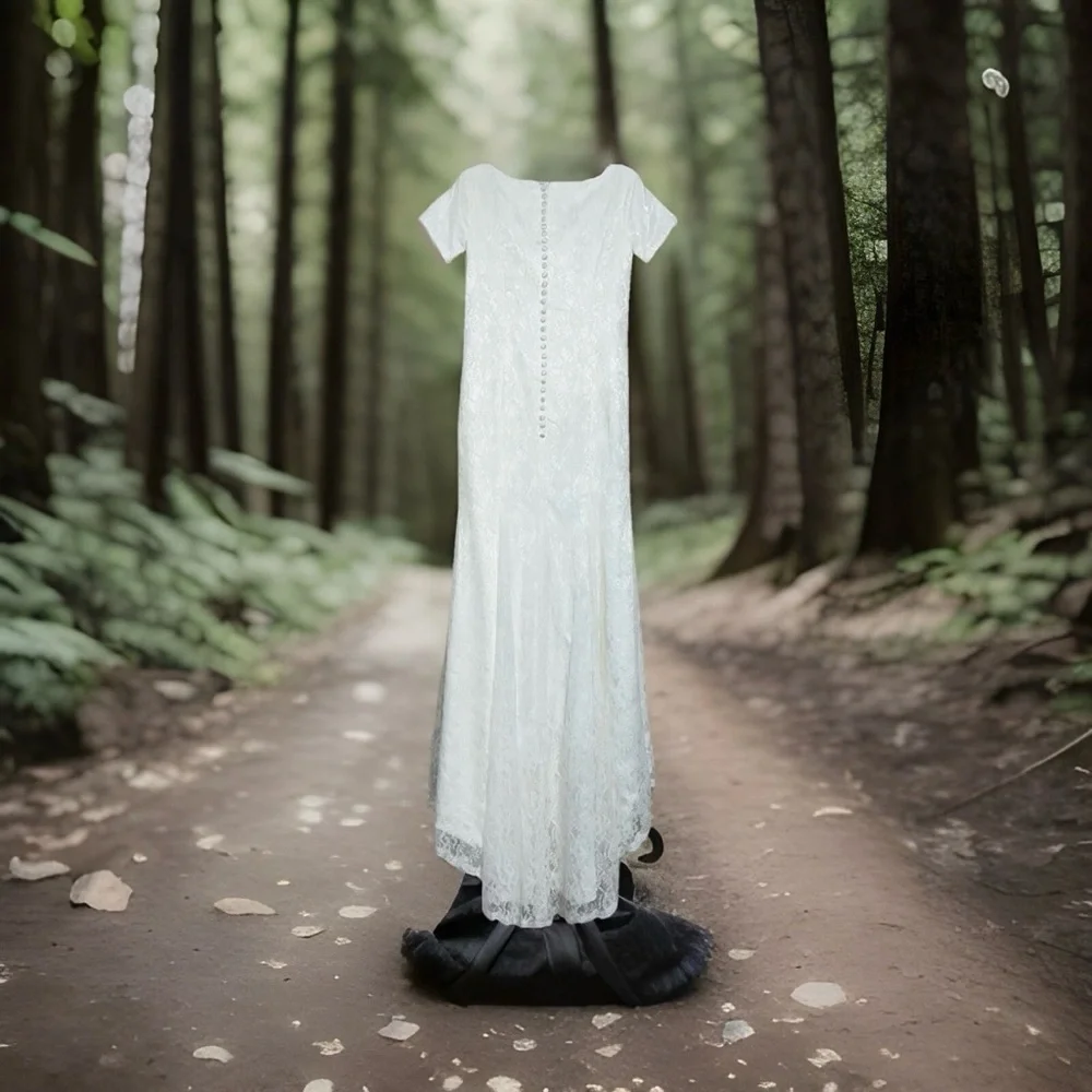 Elegant White Lace Dress - Picture 2 of 9